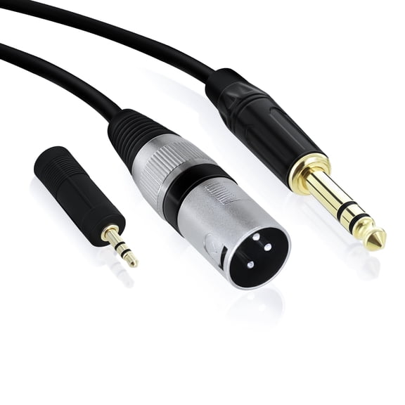 Gearit XLR Male to TRS Male 1/4 inch 6.35mm (TRS to XLR Male Cable) 15 Feet - with 1/8 inch 3.5mm adapter