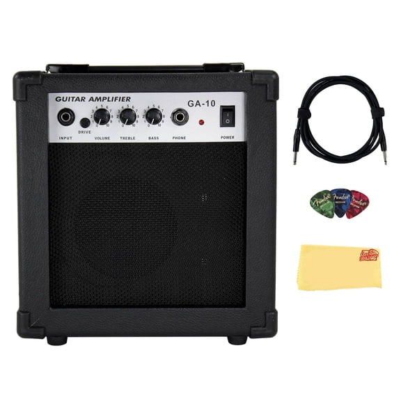 Gearlux GA10 10-Watt Electric Guitar Amplifier - Black w/ Instrument Cable