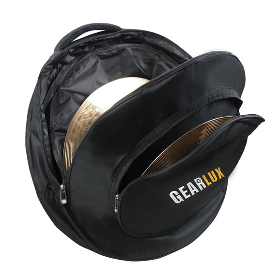 Gearlux 22-Inch Cymbal Bag for Crash, Hi-Hats, and Drum Cymbals - Black