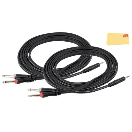 Gearlux 3.5 mm TRS (1/8") to Dual 1/4 inch TS Stereo Breakout Cable -10 Feet - 2 Pack