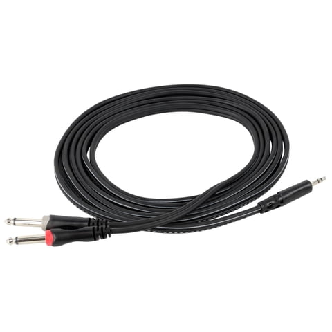 Gearlux 3.5 mm TRS (1/8") to Dual 1/4 inch TS Stereo Breakout Cable - 10 Feet
