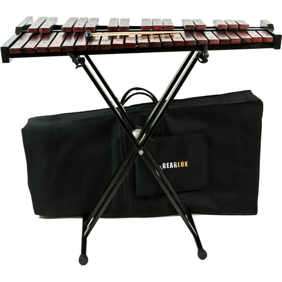 Gearlux 37-Key Wooden Xylophone with Mallets, Stand, and Gig Bag