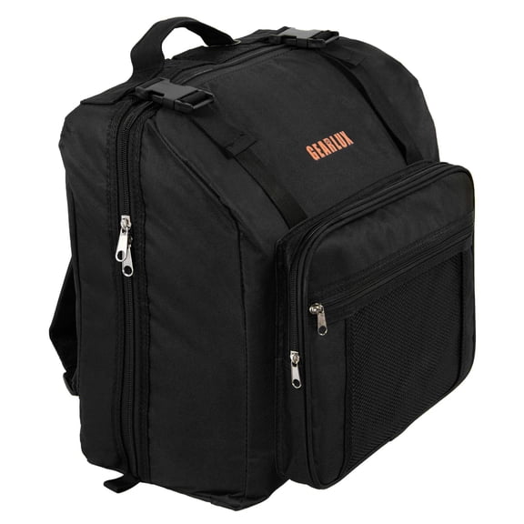 Gearlux Accordion Gig Bag Backpack (17" x 14.5"x 10") with Shoulder Straps and A4-Size Pouch - Black