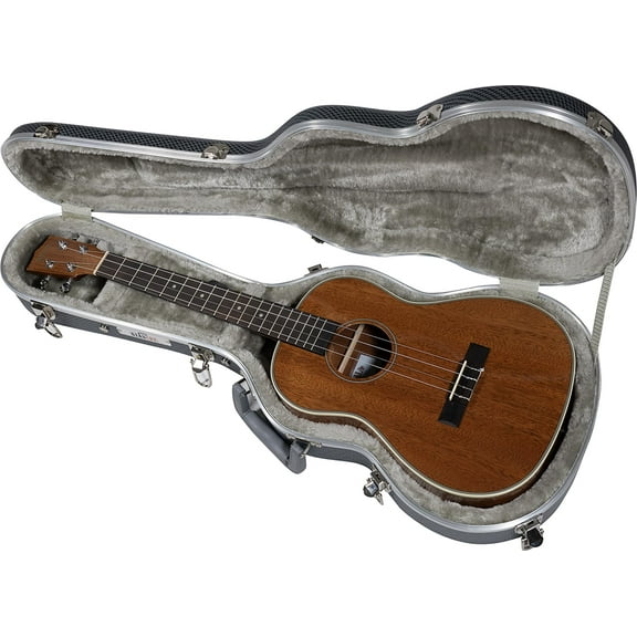 Gearlux Deluxe ABS Baritone Ukulele Case with Exterior Locks, PVC Handle, Interior Accessory Compartment, and Soft Interior Padding - Black