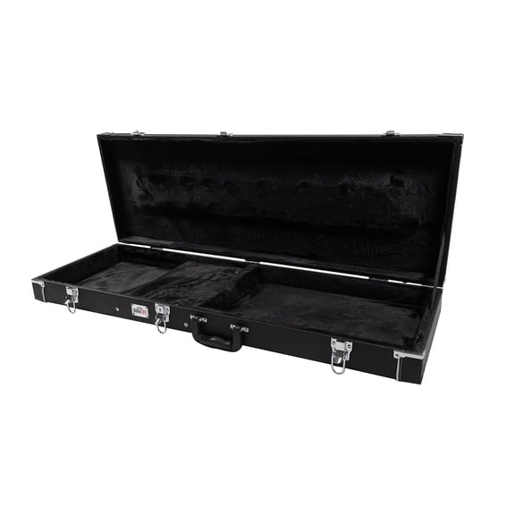 Gearlux Electric Guitar Hard Case for Fender Stratocaster/Telecaster and Standard-Size Guitars with Exterior Lock and Key, Interior Accessory Compartment, and Plush Interior Padding - Black