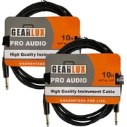 Gearlux 10-Foot Instrument Cable, Straight-Straight, Black - 2 Pack