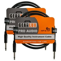 Gearlux Instrument Cable/Guitar Cable, 1/4 Inch, Straight to Straight, Black, 6 Feet - 2 Pack