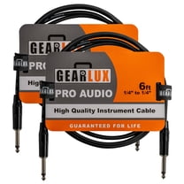 Gearlux Instrument Cable/Guitar Cable, 1/4 Inch, Straight to Straight, Black, 6 Feet - 2 Pack