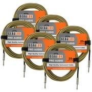 Gearlux Instrument/Guitar Cable, Tweed, 25 Foot - 6 Pack