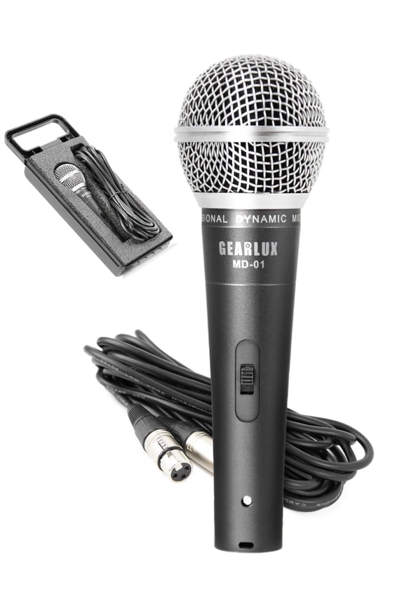 MD-01 Wired Dynamic Vocal Microphone with On/Off Switch & Metal Cannon Style 16.5 ft XLR Cable