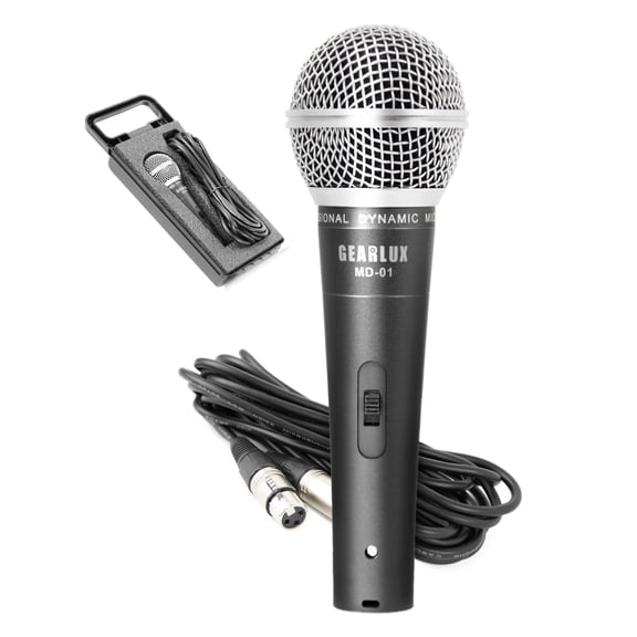 Gearlux MD-01 Wired Dynamic Vocal Microphone with On/Off Switch & Metal Cannon Style 16.5 ft XLR Cable
