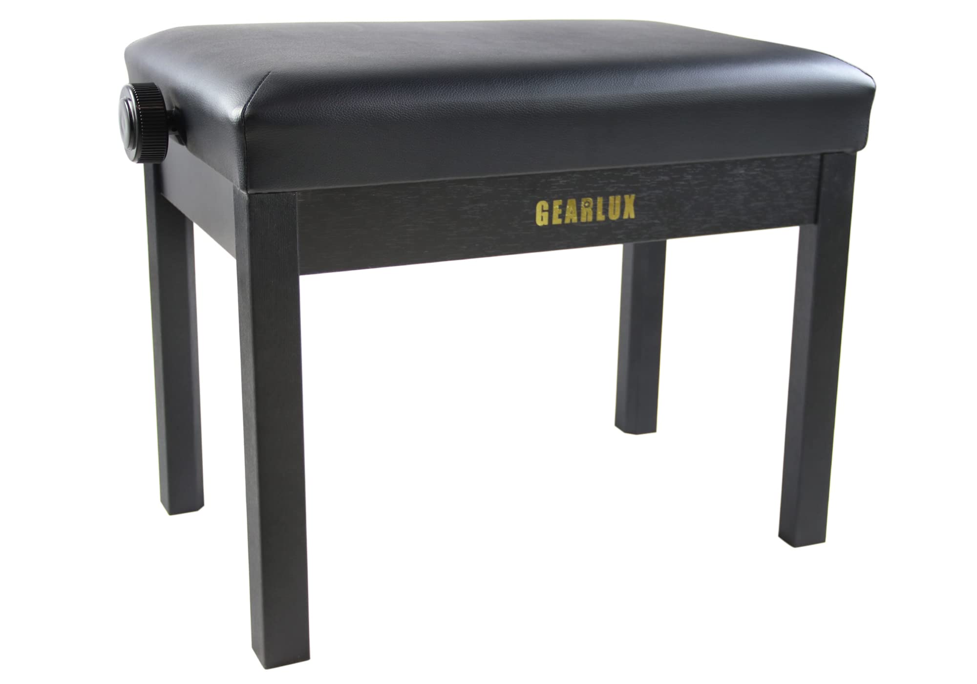 Gearlux Non-Skid Adjustable Height Piano Bench with Padded Cushion - Black