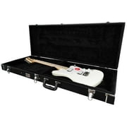 Gearlux Rectangular Wooden Electric Guitar Hard Case for Fender Jaguar/Jazzmaster and Offset Guitars with Exterior Lock and Key, Interior Accessory Compartment, and Plus Interior Padding - Black