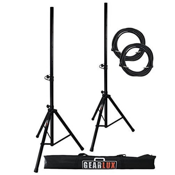 Gearlux Tripod Speaker Stands with Carrying Case and Speaker Cables