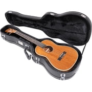 Gearlux Wooden Baritone Ukulele Case with Exterior Lock and Key, PVC Handle, and Plush Interior Padding - Black
