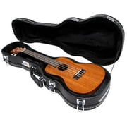 Gearlux Wooden Concert Ukulele Case with Exterior Lock and Key, PVC Handle, and Plush Interior Padding - Black