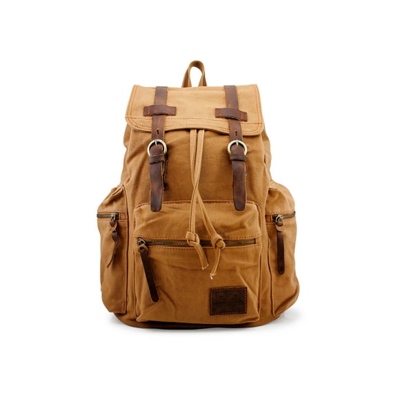 Gearonic Men's Outdoor Sport Vintage Canvas Military Style Backpack, Yellow