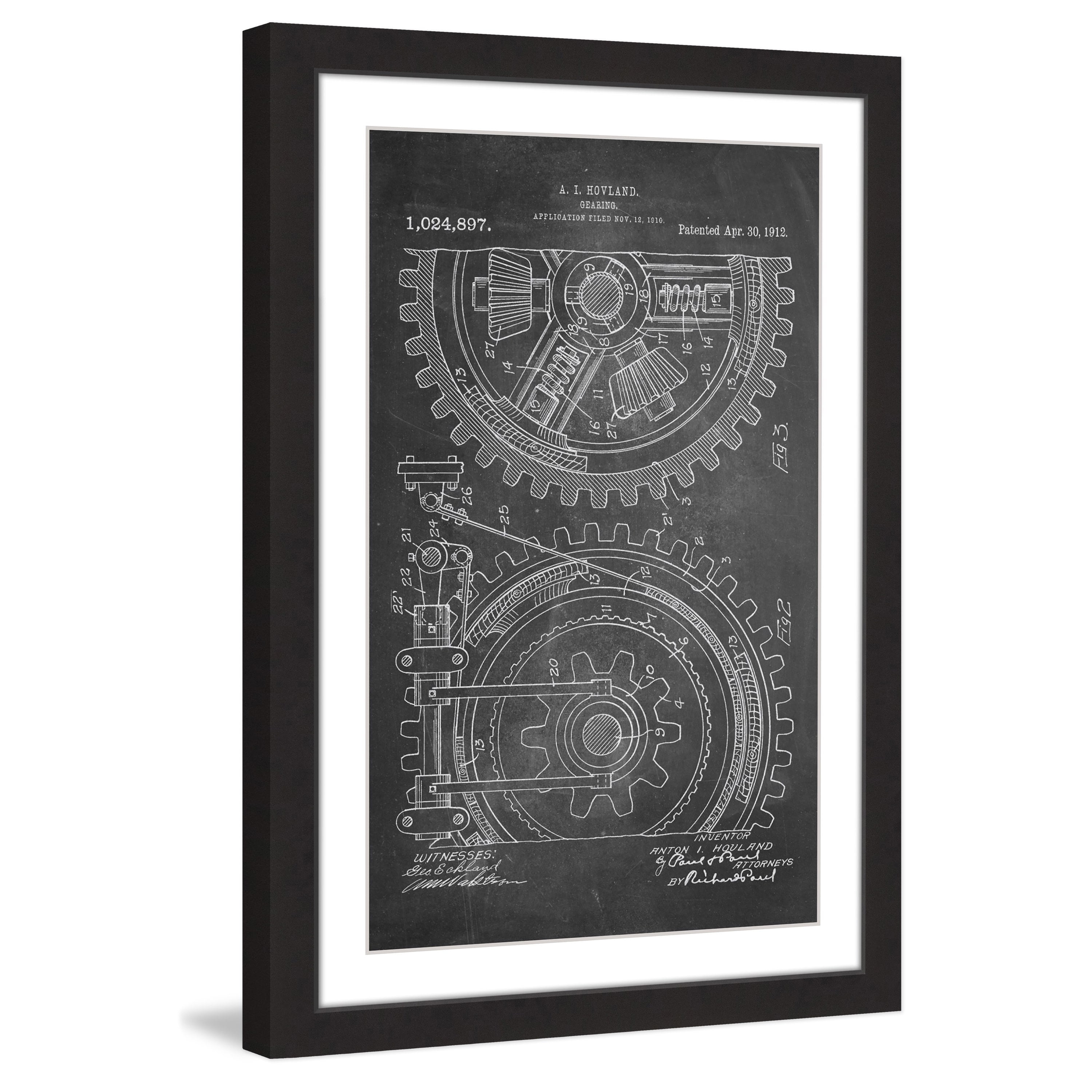 "Gears 1912 Chalk" Framed Painting Print