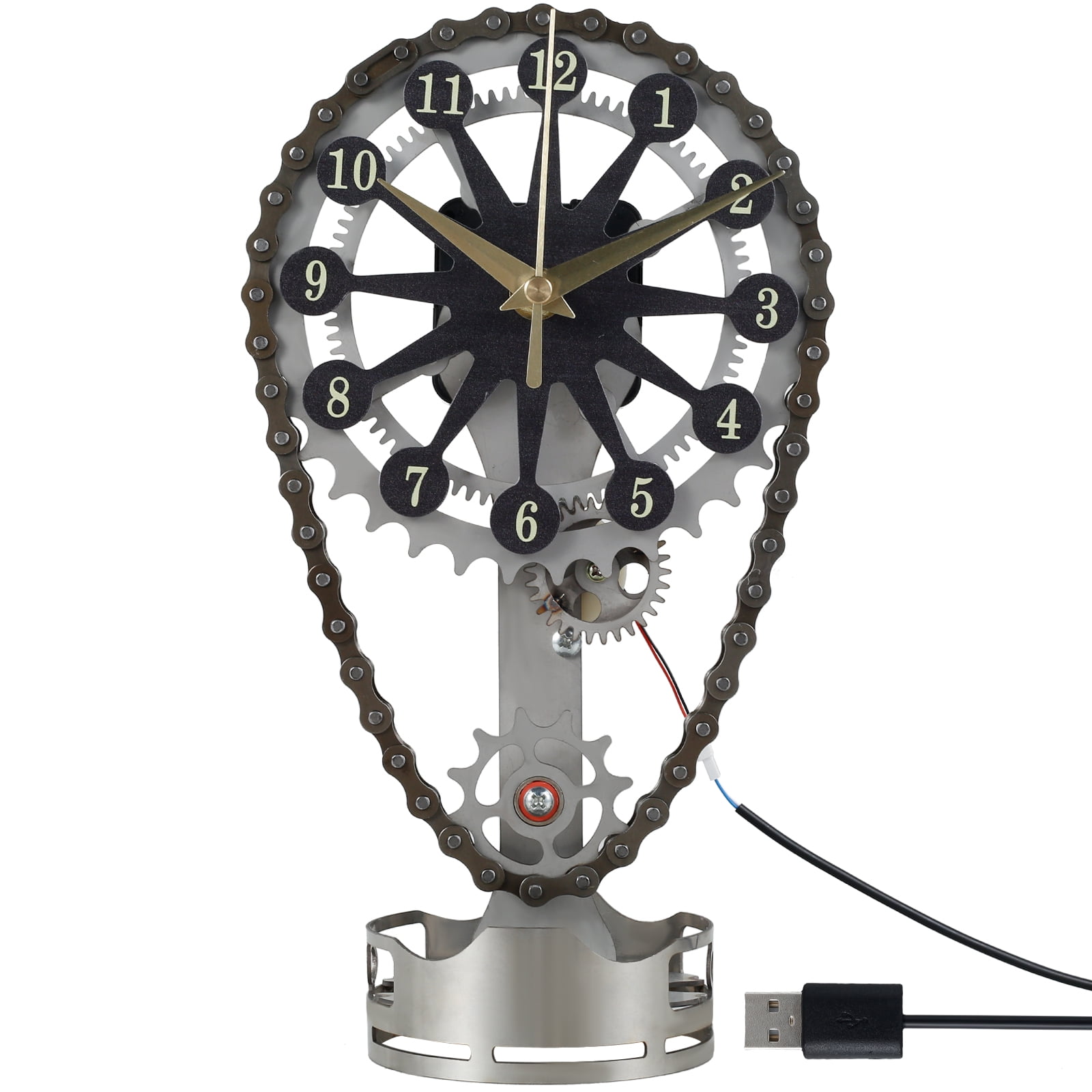 Gears Clock Vintage Chain Clock Moving Gear Table Clock Crafts Creative