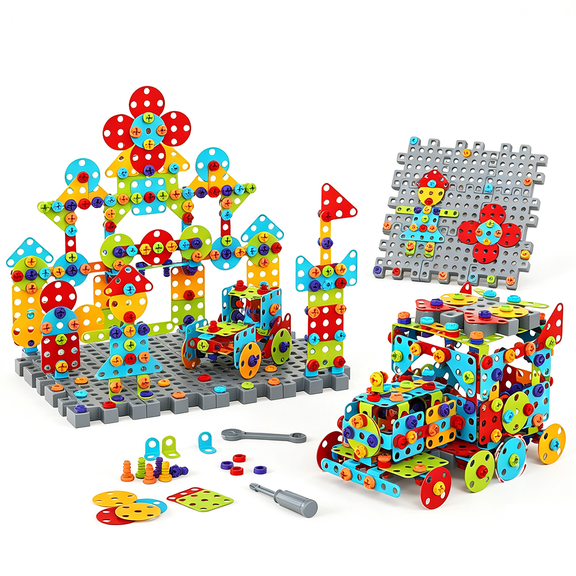 Gears Construction Design Building Block Toys for Kids Ages 4-8, Educational DIY Building Set for Boys & Girls Creative Play