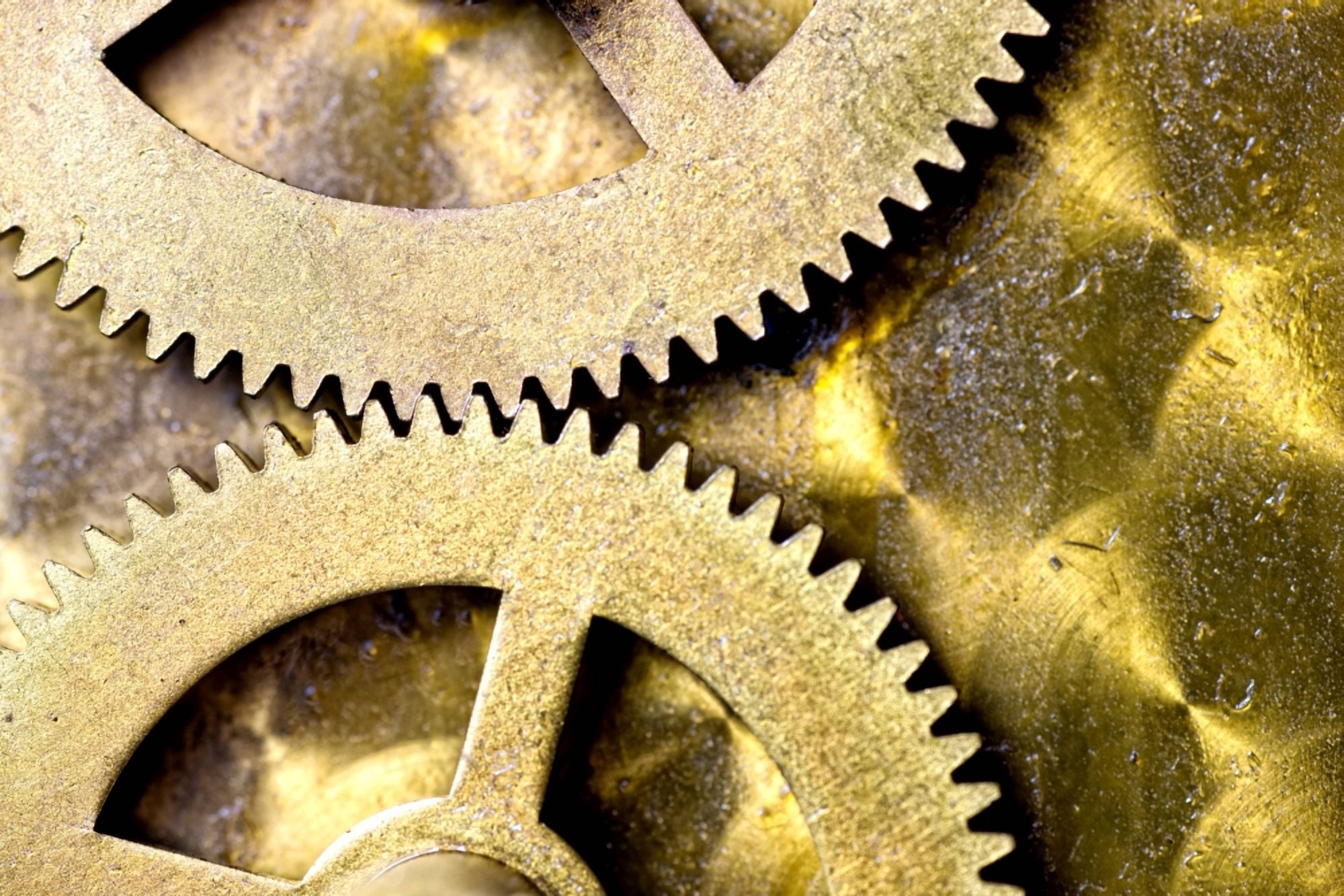 Gears From Inside A Wind-Up Clock Canvas Art - John Short Design Pics (19 x 12)