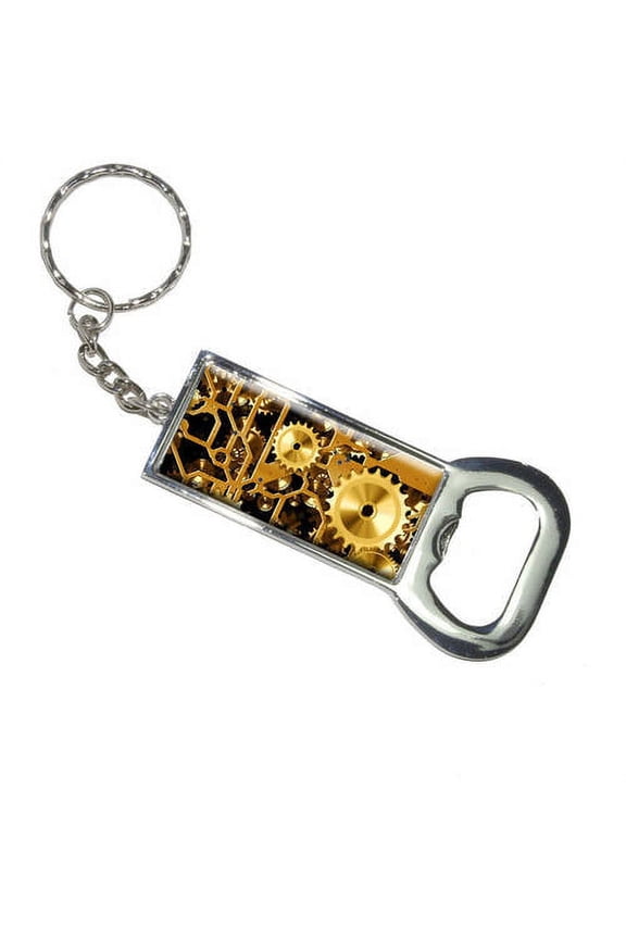 Gears In The Brass Machine Keychain Bottle Bottlecap Opener