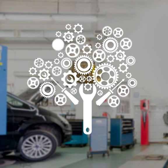Gears Mechanic Auto Car Service Garage Repair Wall Stickers Vinyl Interior Decor Window Decals Removable Mural Wallpaper 42x42cm