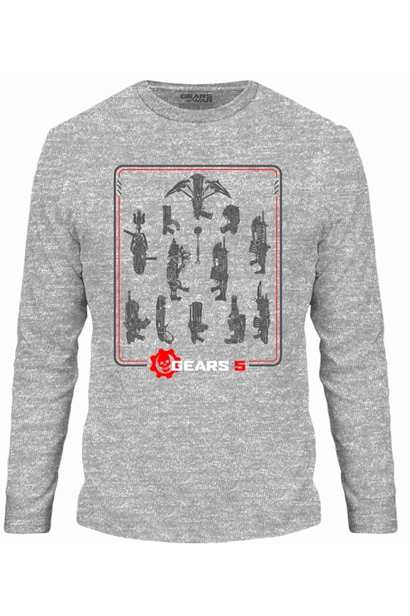 Gears of War Armament Long Sleeve T-Shirt (X-Large, Athletic Heather)