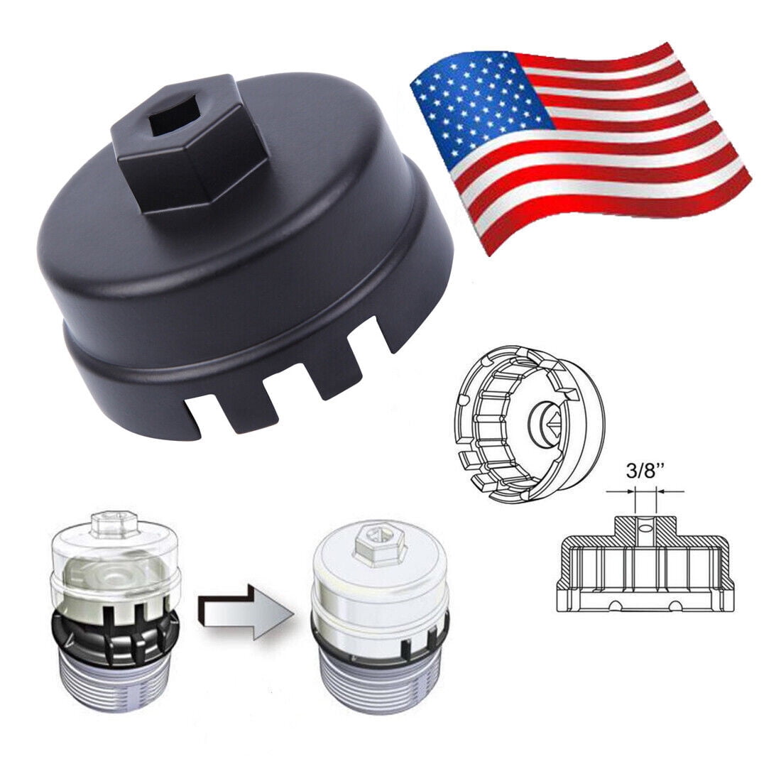 Geartronics Oil Filter Wrench Cup Socket Remover Tool for Toyota Lexus 64MM 14 Flutes US