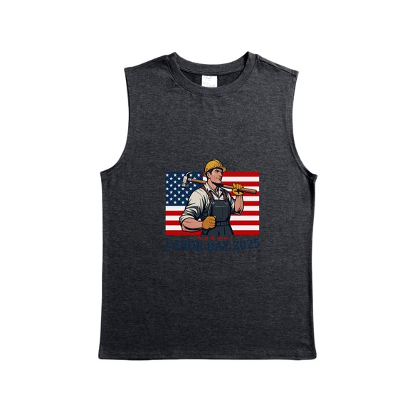 Gearup Black Men's Tank Top Sleeveless Shirts Casual Personalized T-Shirt Customized w/Photo