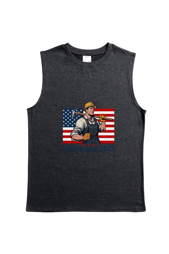 Black Men's Tank Top Sleeveless Shirts Casual Personalized T-Shirt Customized w/Photo