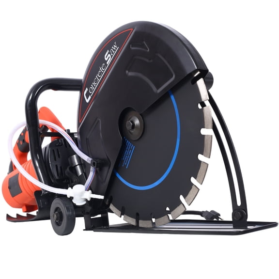 Gearwell Concrete Saw Cutter, 14 Inch Wet/Dry Electric Corded Cut-Off Saw Masonry Power Angle Cutter, 2600W with Water Line Guide Roller and Blade, ETL Certified