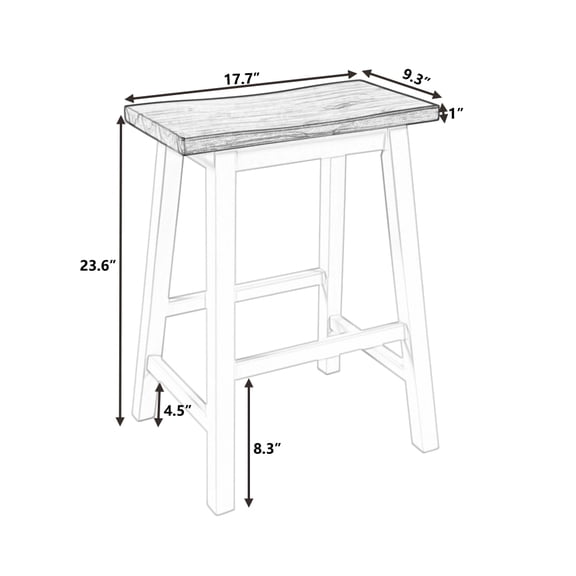 Gearwell Counter Height Stools, Set of 2 Rustic Wood Bar Stools with Footrest, Walnut Kitchen Island Chairs for Farmhouse Dining Room and Small Space Seating