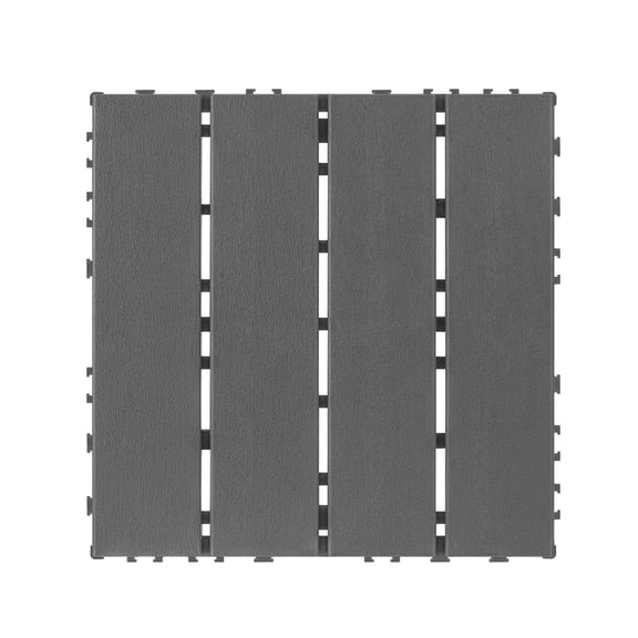 Gearwell Deck Tiles Patio Flooring, 12 x 12 Inch Dark Gray Interlocking Plastic Outdoor Floor Tiles, Waterproof All-Weather Decking Tiles, Pack of 44 for Backyard Pool Patio