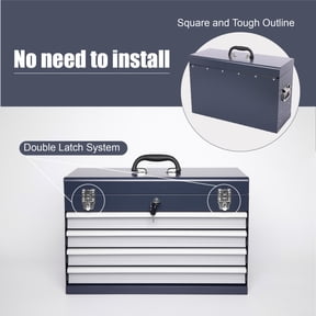 Gearwell Metal Tool Box, Heavy Duty 21 in Portable Tool Chest Organizer with 4 Drawers, EVA Liners, Ball Bearing Slides, Locking System and Powder-Coated Finish