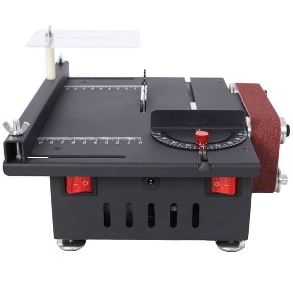 Gearwell Mini Table Saw Kit, Benchtop Precision Saw and Belt Sander with 4 Blades, 10 Sanding Belts, 7-Speed 0-90 Adjustable Angle for Wood PCB Acrylic Plastic DIY Crafts
