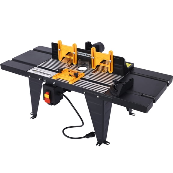 Gearwell Router Table Workbench, Electric Benchtop Router Table for Woodworking, Black Wood Working Tool Station and Portable Workshop Routing Table for Home Shop