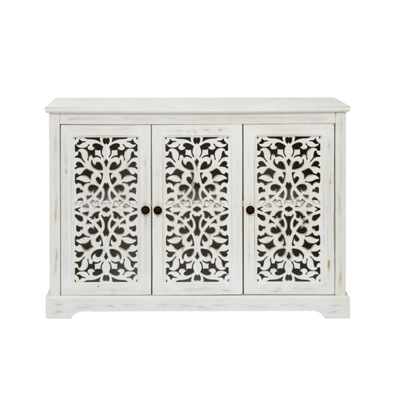 Gearwell Sideboard Buffet Cabinet, Antique 3-Door Carved Storage Credenza with Vintage Accent Design, Console Server Cabinet for Kitchen, Dining Room, Living Room or Hallway