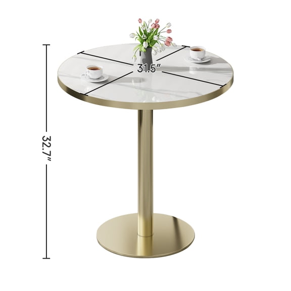 Gearwell Square Bistro Table, 31.5 in. Modern Faux Marble Dining Table with Metal Tulip Pedestal Base, Kitchen Table for Small Dining Room, Apartment and Breakfast Nook