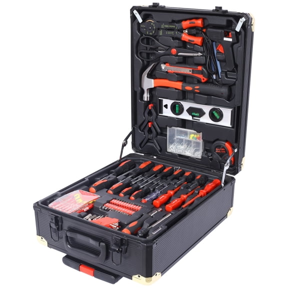 Gearwell Tool Set Kit, 969-Piece Home Repair Tool Kit Household Hand Tool Set with 4-Drawer Rolling Toolbox Storage Case for Maintenance Garden, Black