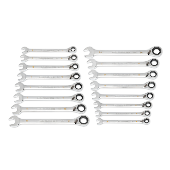 Gearwrench Ratcheting Wrench Set 90 Tooth 12 Point Metric Reversible 16Pc