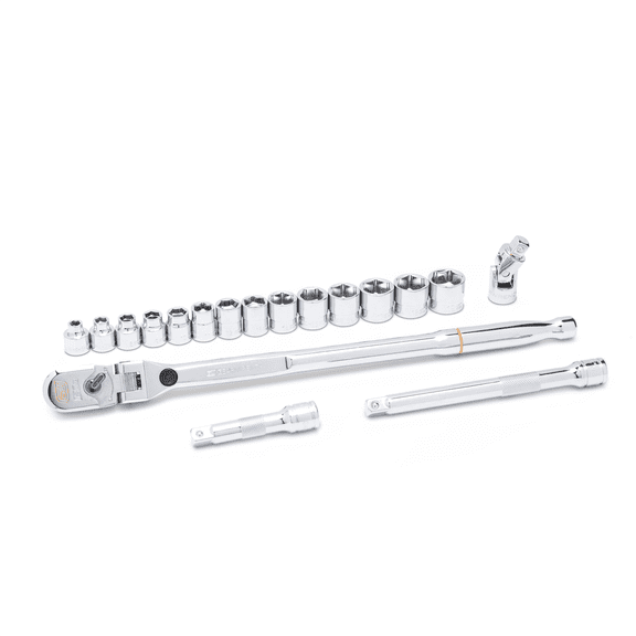 Gearwrench 18 Piece 3/8" Drive 120XP Locking Flex Head Ratchet and 6 Point Metric Stubby Socket Mechanics Tool Set