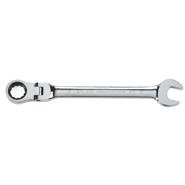 GEARWRENCH 9/16" 12 Pt. Flex Head Ratcheting Combination Wrench – 5° Swing Arc, Off-Corner Loading, Full Polish Chrome