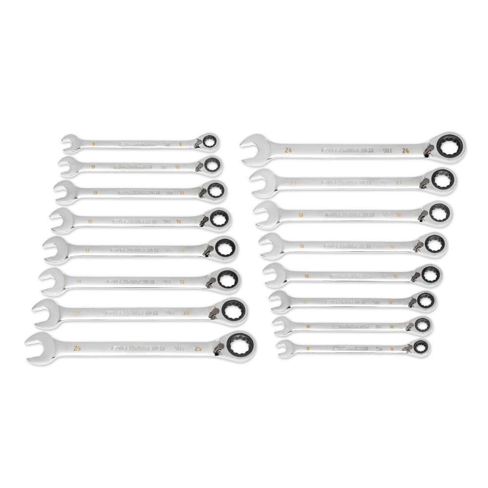 Gearwrench Ratcheting Wrench Set 90 Tooth 12 Point Metric Reversible