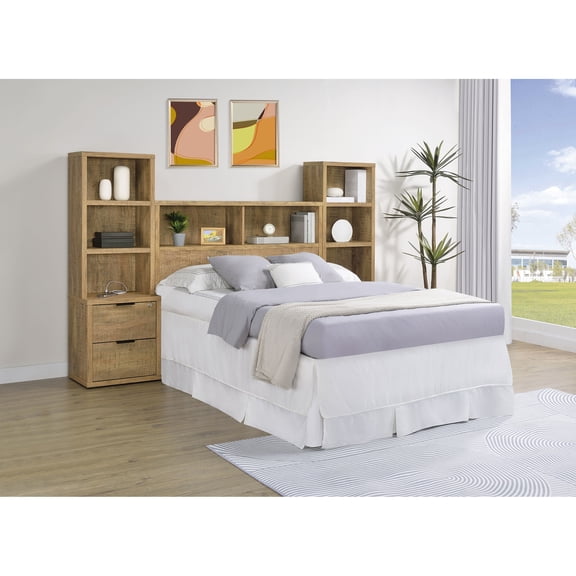 Geary Mango 3-piece Full Bedroom Set with Bookcase Headboard