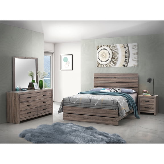 Geary Oak 4-piece Slatted Headboard Panel Bedroom Set