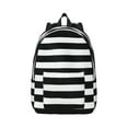 thumbnail image 1 of Geaub black and white stripes durable canvas backpack: stylish, lightweight, and spacious with adjustable straps, 1 of 7