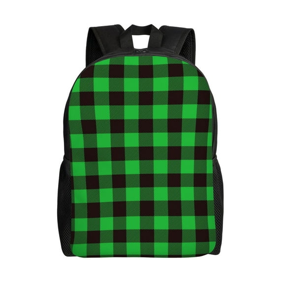 Geaub buffalo plaid green black ultimate comfort and style: the perfect compact backpack for college, commute, travel, and everyday use