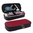 thumbnail image 1 of Geaub christmas red snowflakes large capacity pencil case - dual zipper, multiple pockets, durable material, versatile use for stationery, cosmetics, and more, 1 of 6