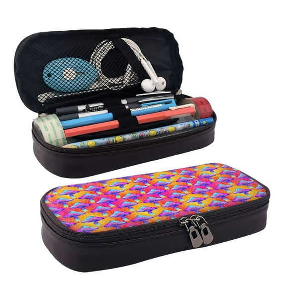 Geaub magic mushrooms large capacity pencil case - dual zipper, multiple pockets, durable material, versatile use for stationery, cosmetics, and more